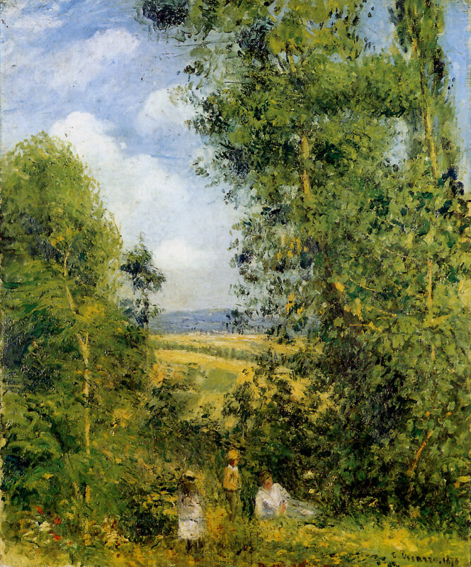 Resting in the woods Pontoise (1878) – Camille Pissarro Tablo