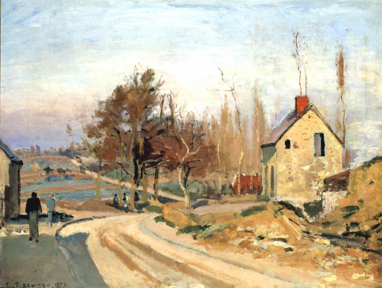 Road from Osny to Pontoise, Hoar Frost (1873) - Camille Pissarro Tablo