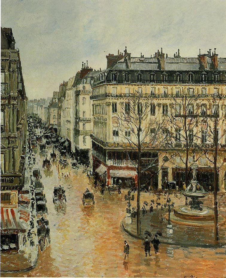 Rue Saint Honore, Afternoon, Rain Effect (1897) - Camille Pissarro Tablo