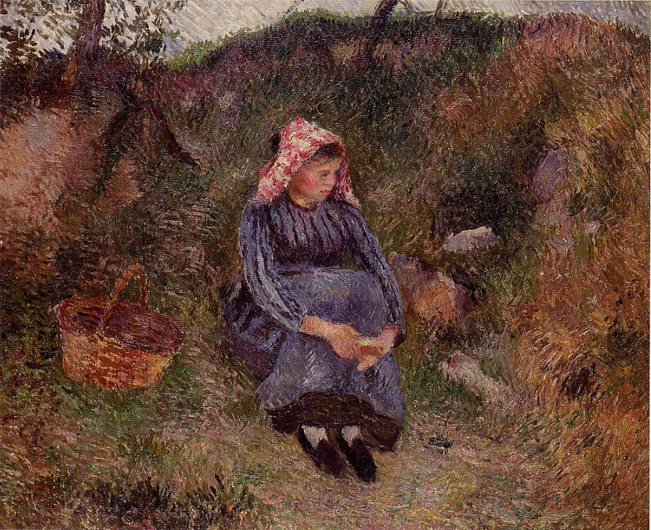 Seated Peasant Girl (1883) – Camille Pissarro Tablo