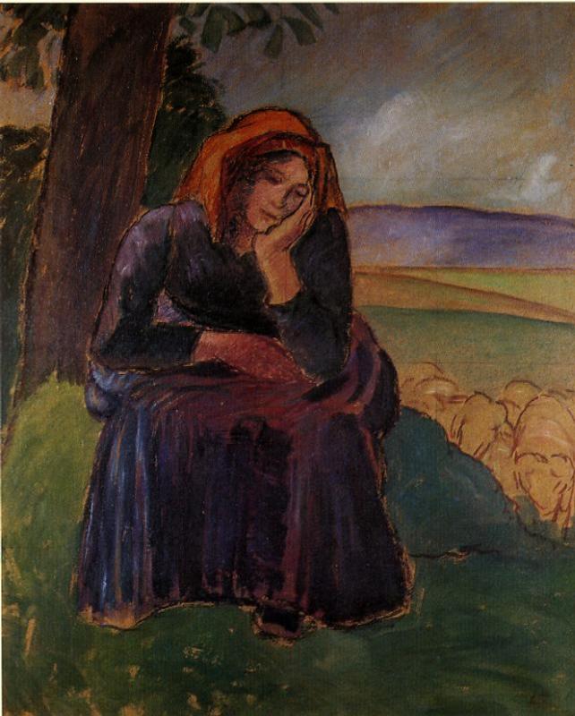 Seated Shepherdess (1892) – Camille Pissarro Tablo