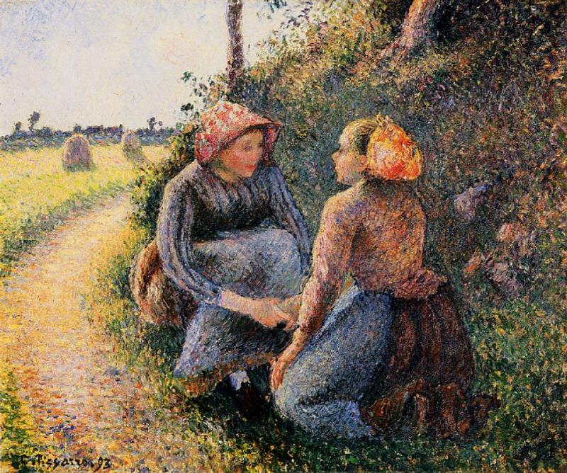 Seated and Kneeling Peasants (1893) – Camille Pissarro Tablo