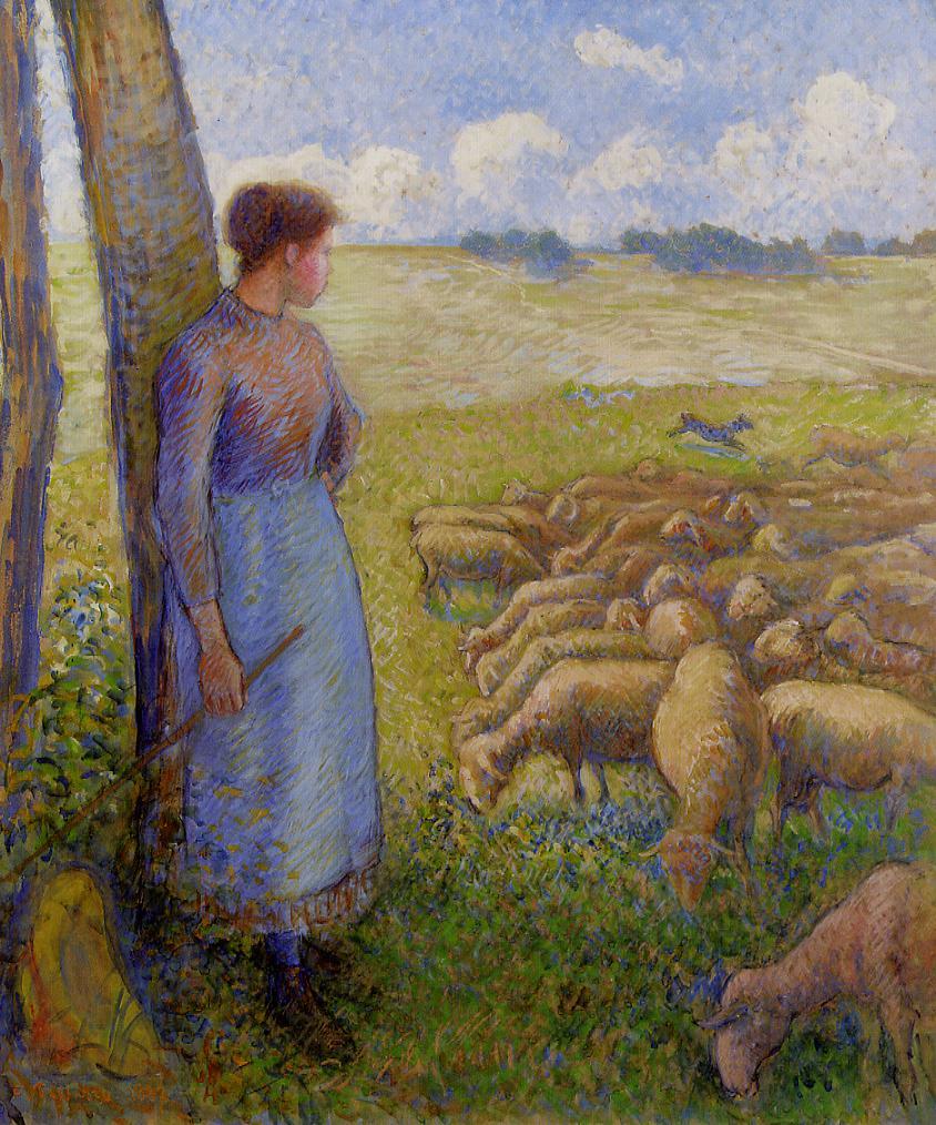 Shepherdess and Sheep (1887) – Camille Pissarro Tablo