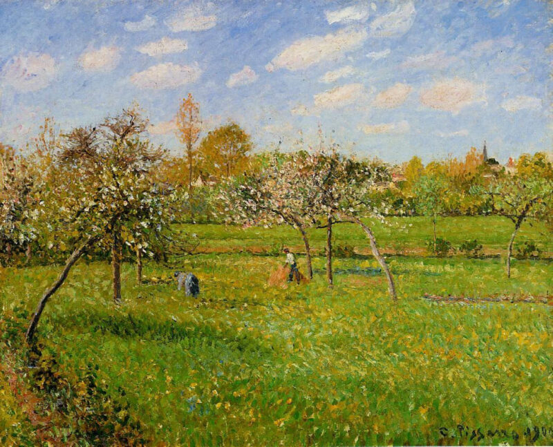 Spring Morning, Cloudy, Eragny (1900) - Camille Pissarro Tablo