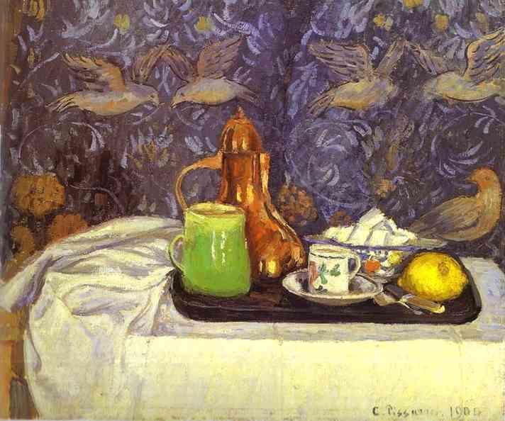 Still Life with a Coffee Pot (1900) – Camille Pissarro Tablo