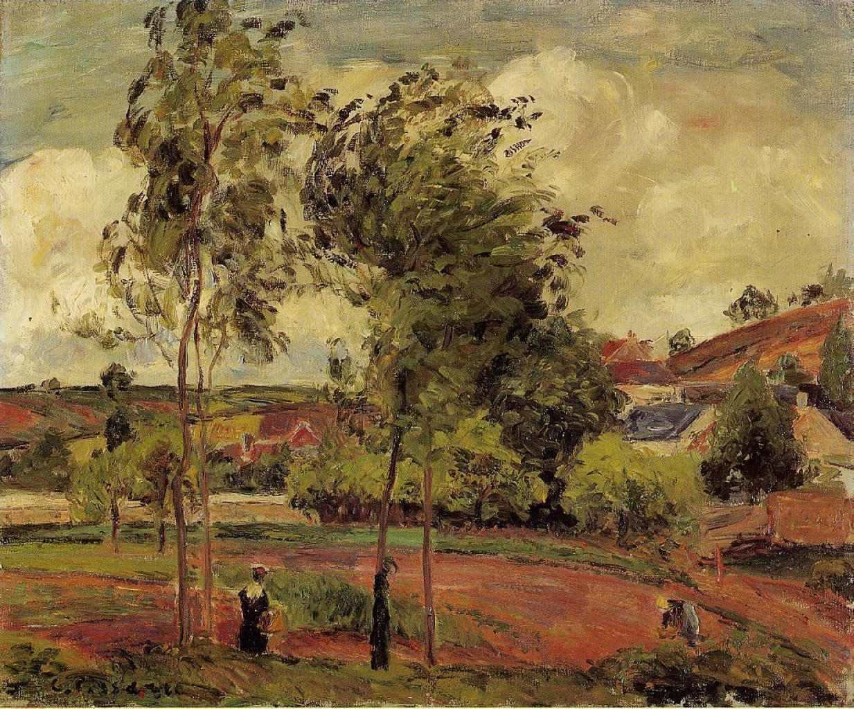 Strong Winds, Pontoise (1877) - Camille Pissarro Tablo