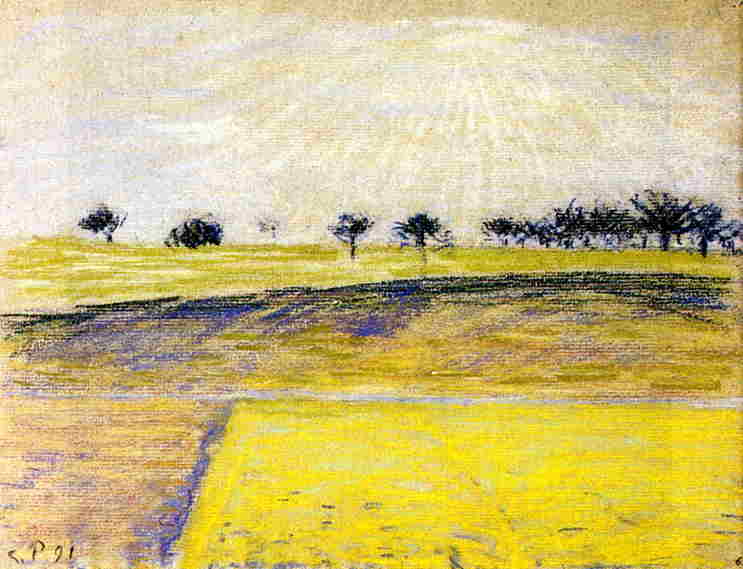 Sunrise over the Fields, Eragny (1891) - Camille Pissarro Tablo