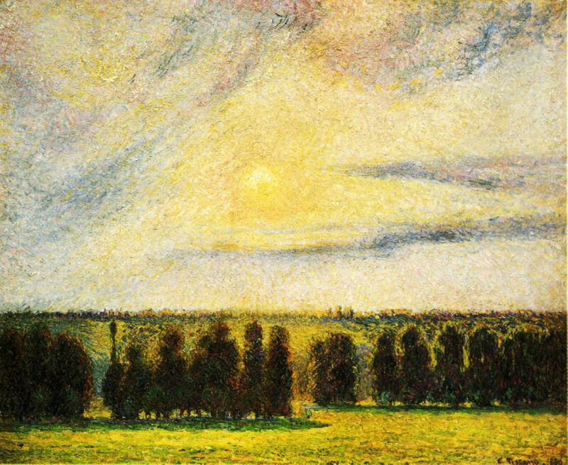 Sunset at Eragny (1890) - Camille Pissarro Tablo