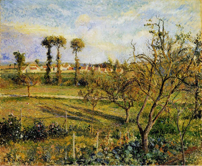 Sunset at Valhermeil, near Pontoise (1880) - Camille Pissarro Tablo