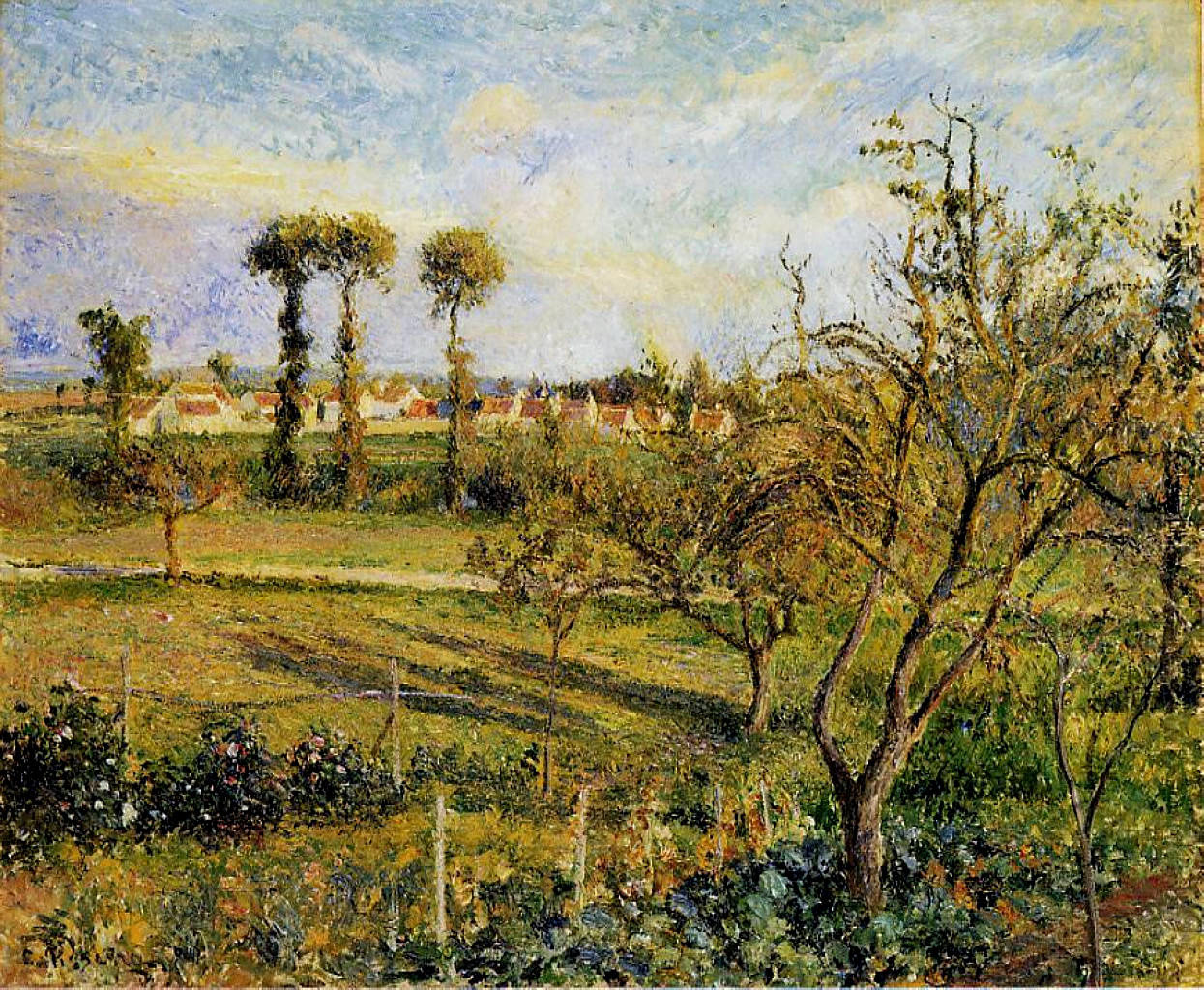 Sunset at Valhermeil, near Pontoise (1880) - Camille Pissarro Tablo