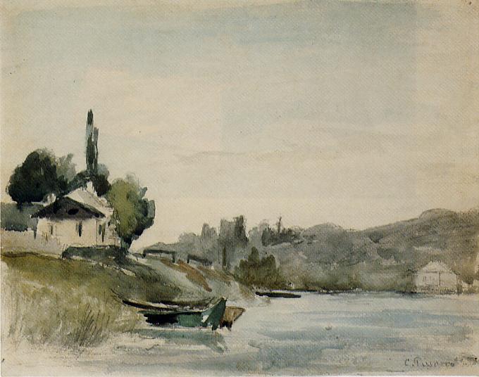 The Banks of the Marne at Cennevieres (1864) - Camille Pissarro Tablo