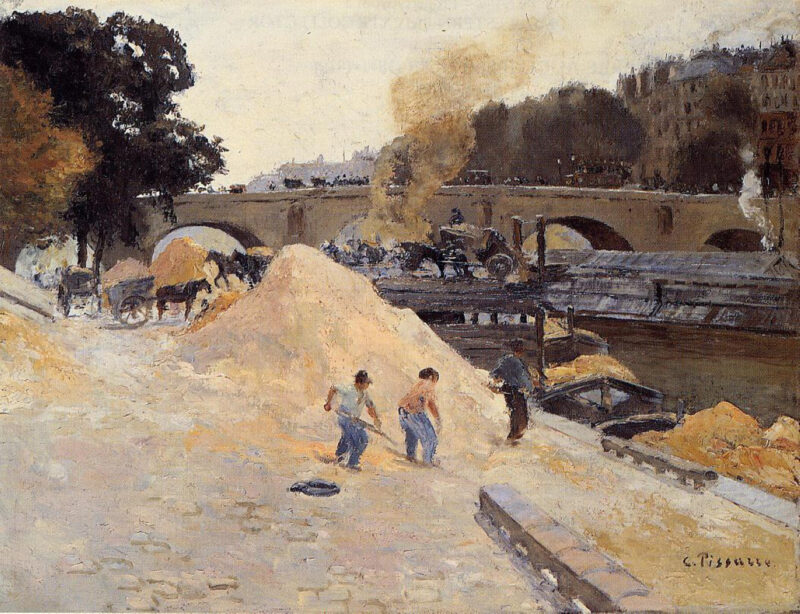 The Banks of the Seine in Paris, Pont Marie, Quai d'Anjou (1875) - Camille Pissarro Tablo