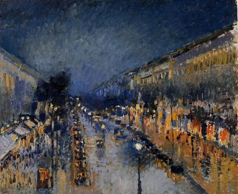 The Boulevard Montmartre at Night (1897) – Camille Pissarro Tablo