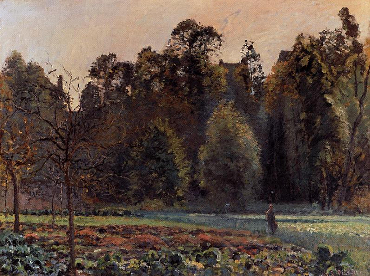 The Cabbage Field, Pontoise (1873) - Camille Pissarro Tablo