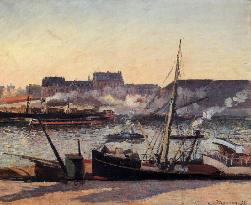 The Docks, Rouen, Afternoon (1898) - Camille Pissarro Tablo