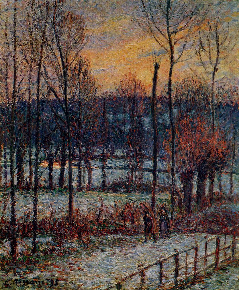 The Effect of Snow, Sunset, Eragny (1895) - Camille Pissarro Tablo