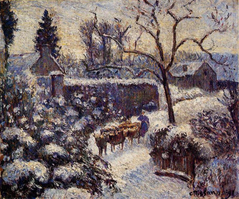 The Effect of Snow at Montfoucault (1891) – Camille Pissarro Tablo