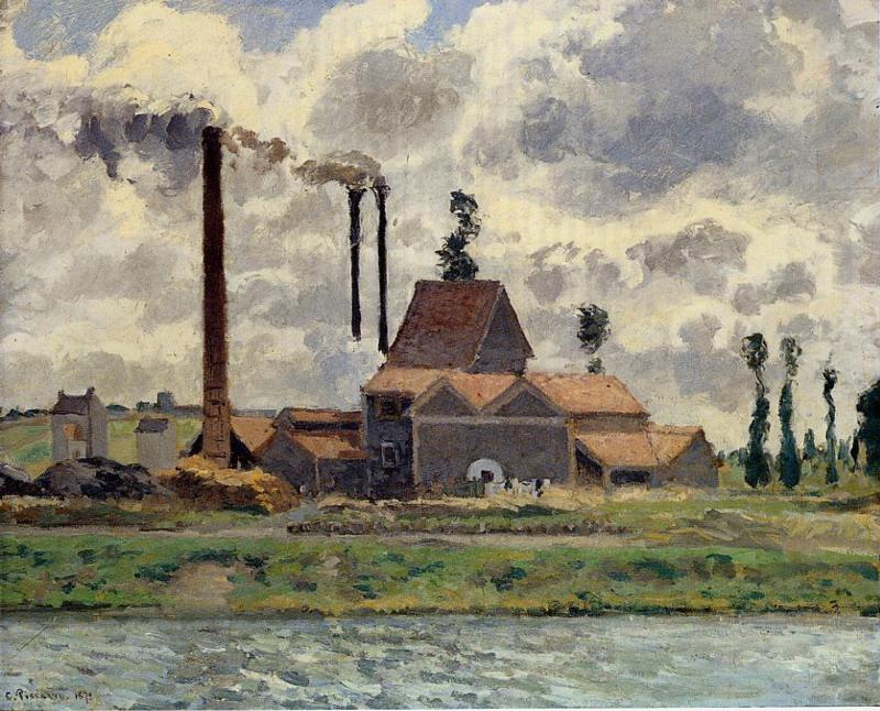 The Factory (1873) - Camille Pissarro Tablo