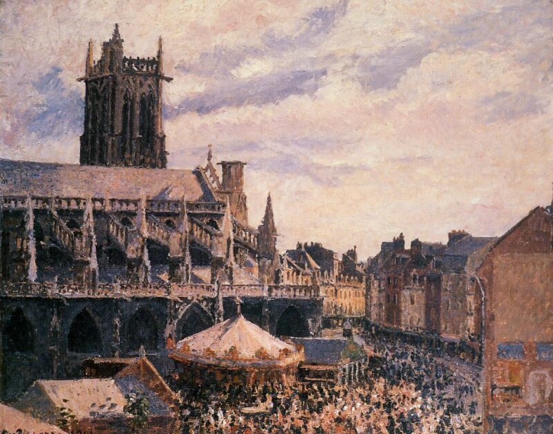 The Fair by the Church of Saint Jacques, Dieppe (1901) - Camille Pissarro Tablo
