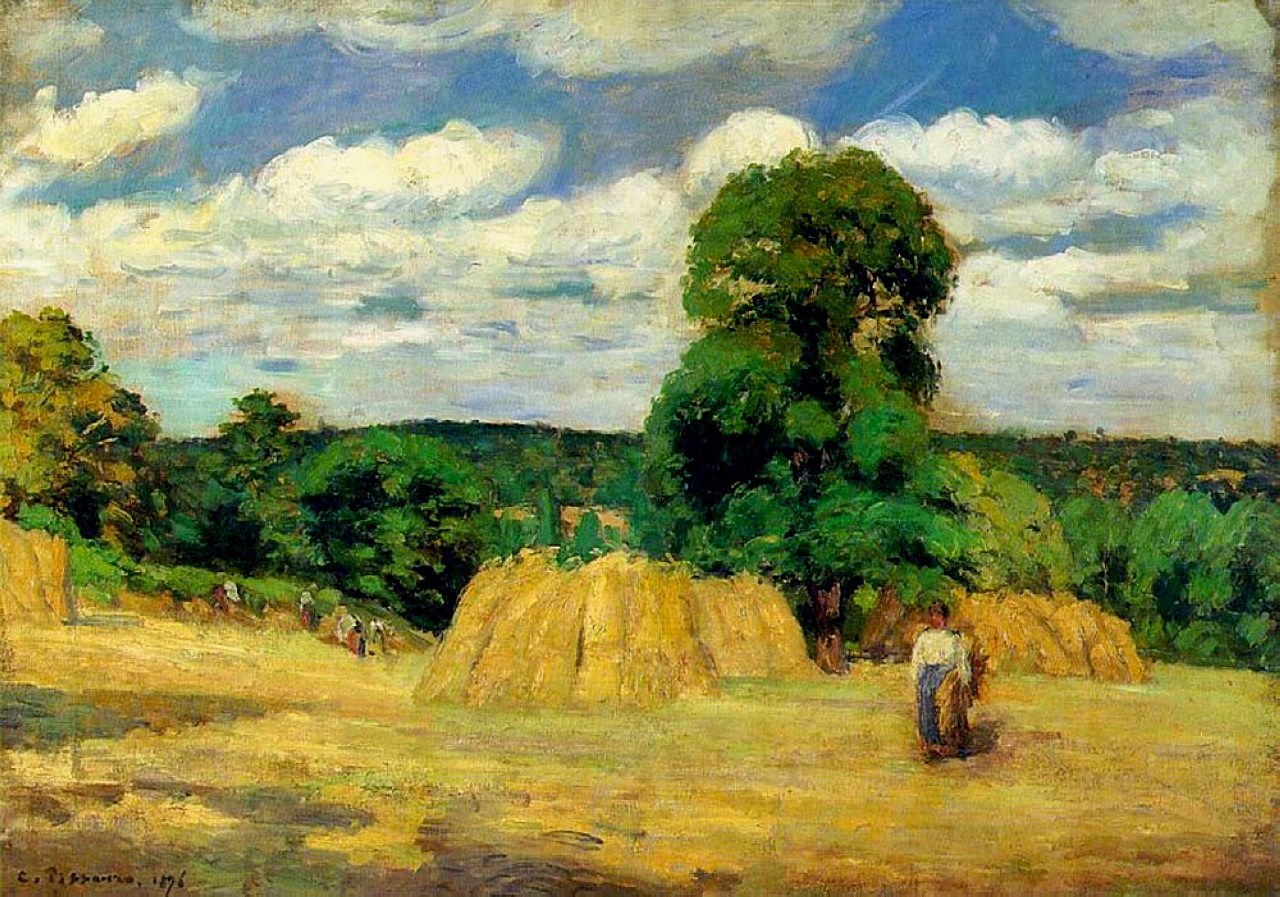 The Harvest at Montfoucault (1876) - Camille Pissarro Tablo