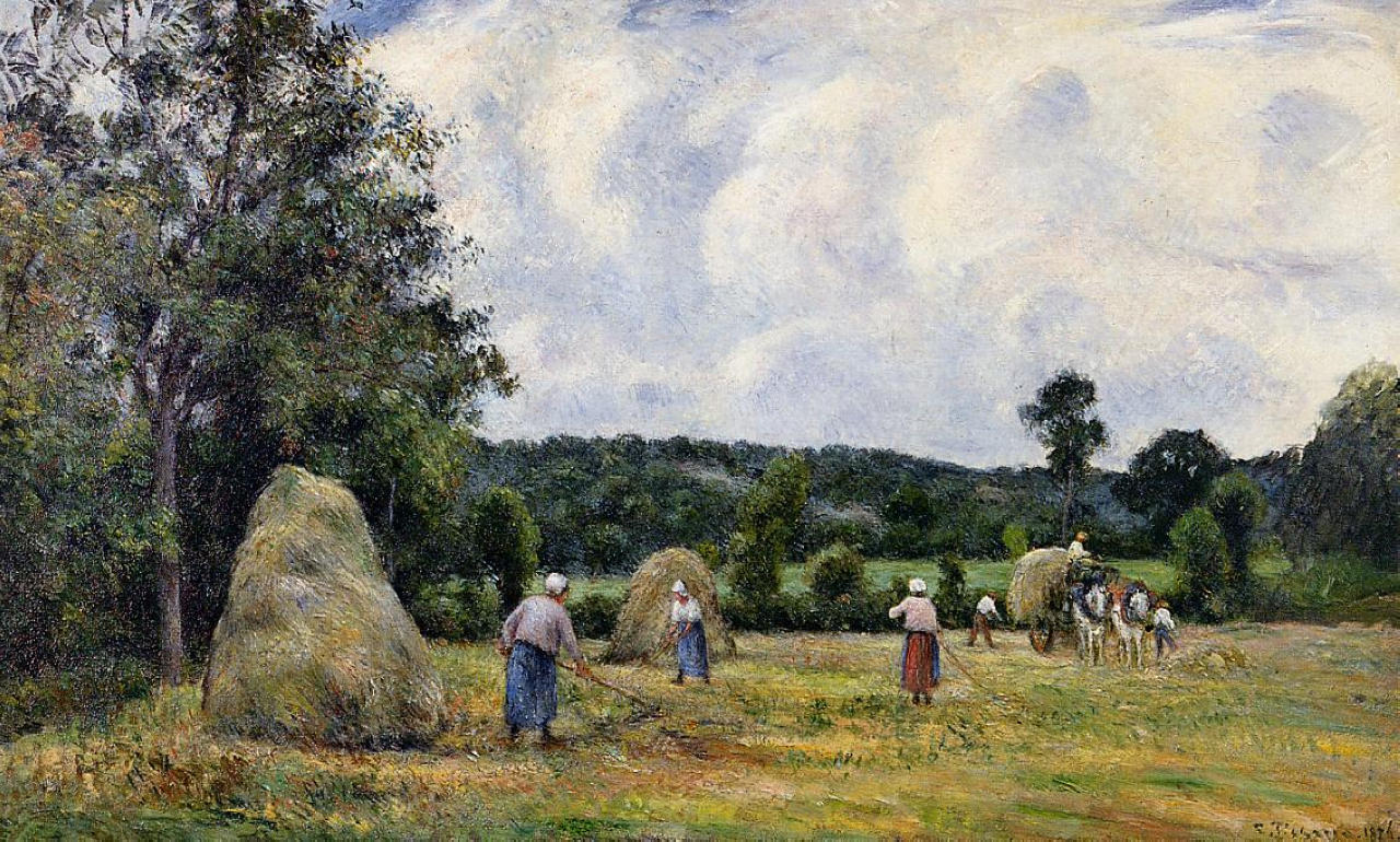 The Harvest at Montfoucault 2 (1876) - Camille Pissarro Tablo