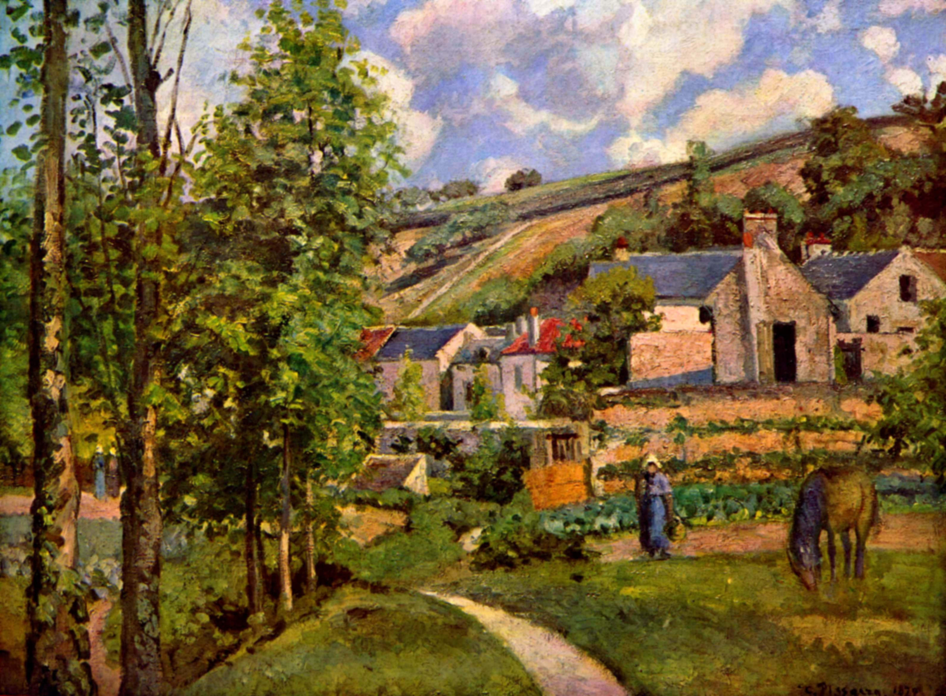 The Hermitage at Pontoise (1874) - Camille Pissarro Tablo