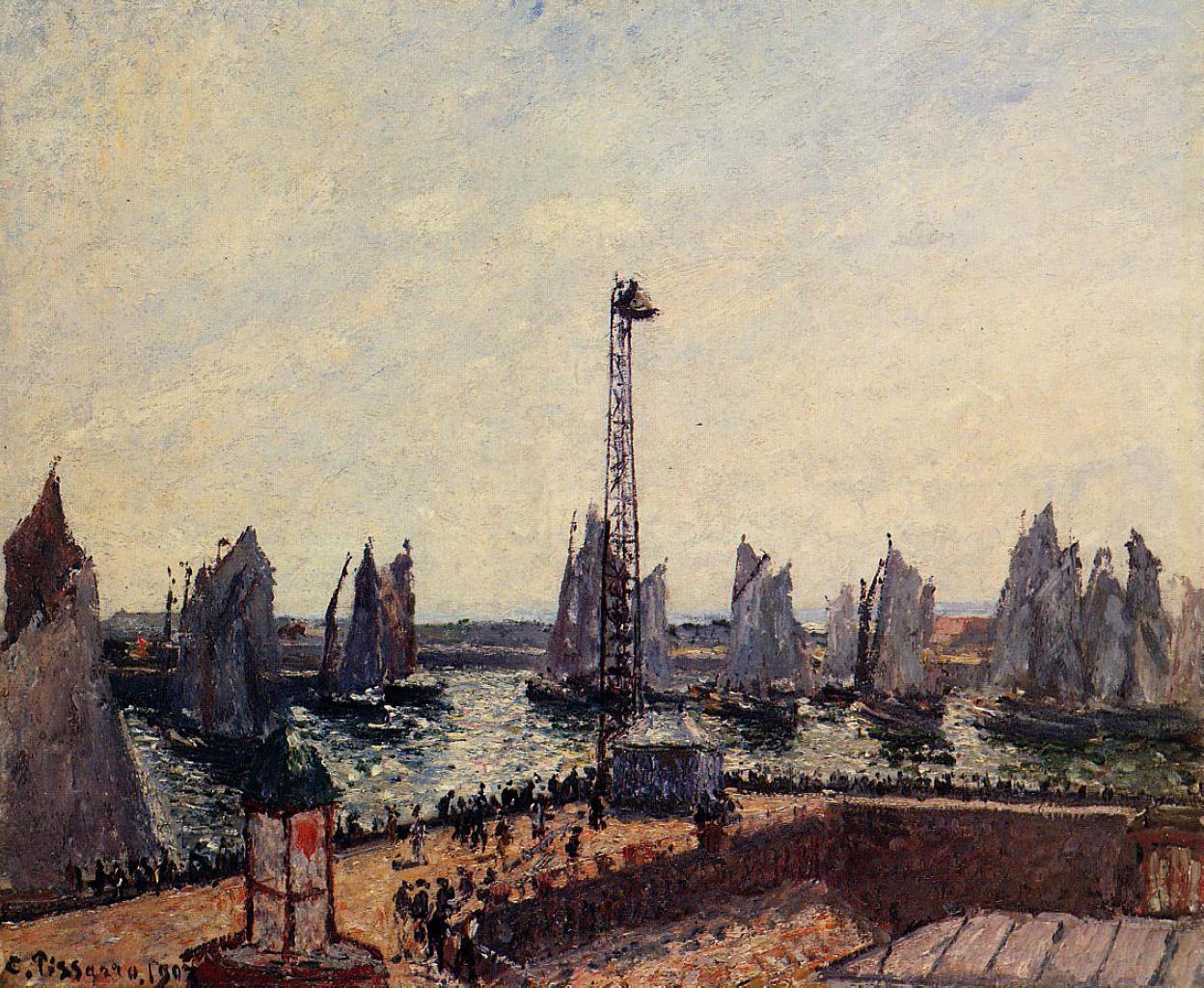The Inner Port and Pilots Jetty, Havre (1903) - Camille Pissarro Tablo