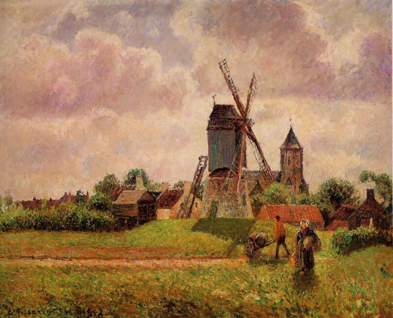 The Knocke Windmill, Belgium (1894) - Camille Pissarro Tablo