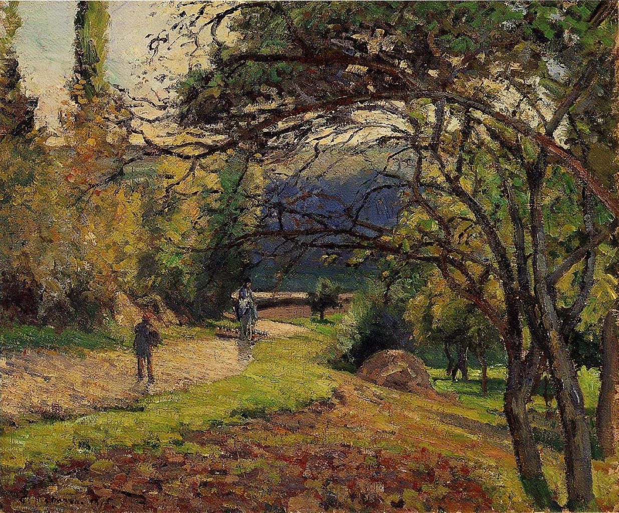 The Little Bridge, Pontoise (1875) - Camille Pissarro Tablo