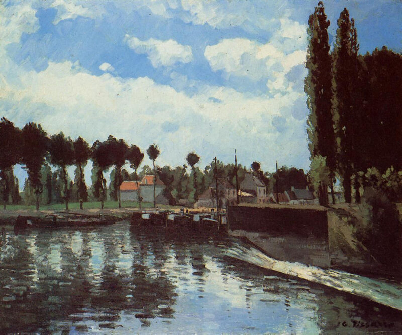 The Lock at Pontoise (1869) - Camille Pissarro Tablo