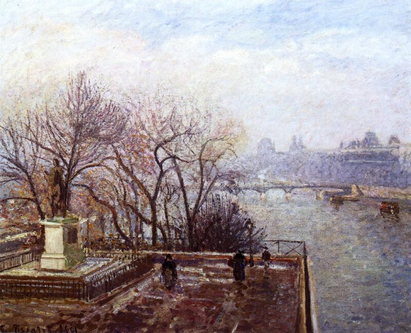 The Louvre, Morning, Mist (1901) - Camille Pissarro Tablo