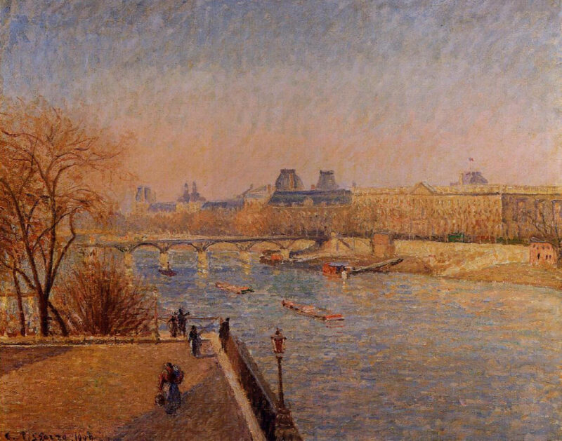 The Louvre, Winter Sunshine, Morning (1900) - Camille Pissarro Tablo