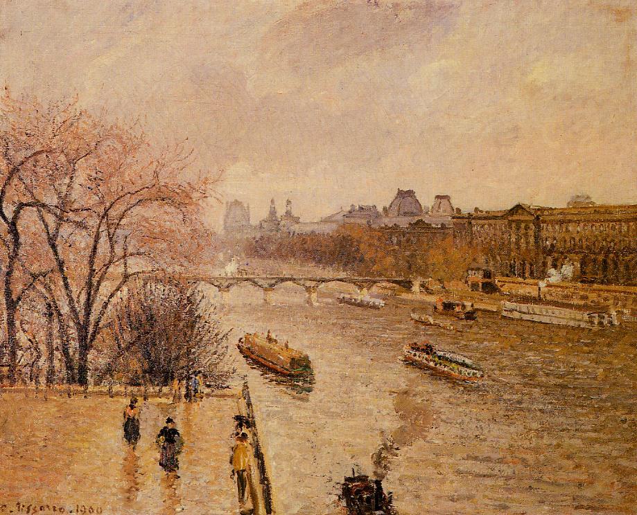 The Louvre, Afternoon, Rainy Weather (1900) - Camille Pissarro Tablo