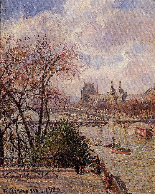The Louvre, Gray Weather, Afternoon (1902) - Camille Pissarro Tablo