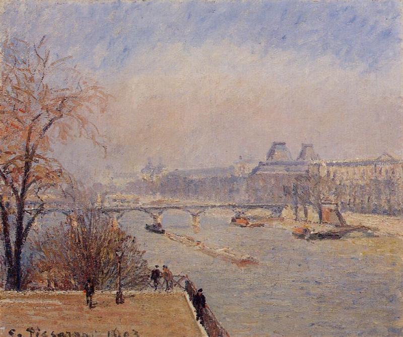 The Louvre, March Mist (1903) - Camille Pissarro Tablo