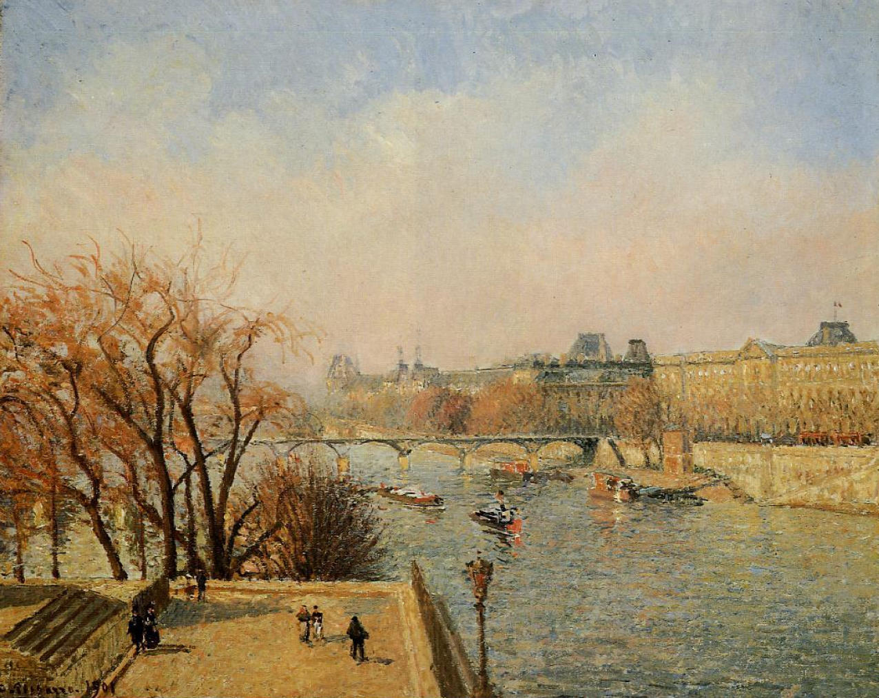 The Louvre, Morning, Sun (1901) - Camille Pissarro Tablo
