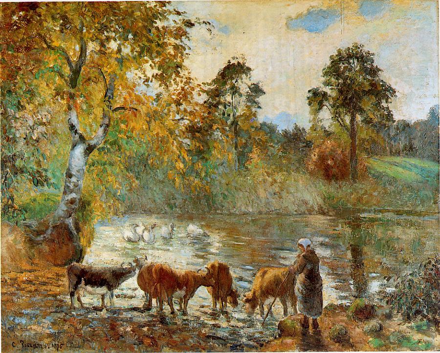 The Pond at Montfoucault (1875) - Camille Pissarro Tablo