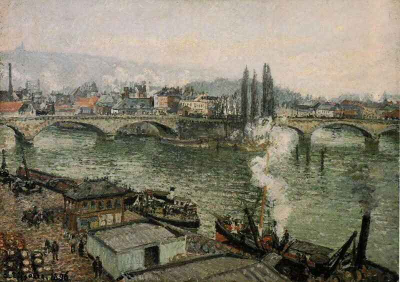The Pont Corneille, Rouen, Grey Weather (1896) - Camille Pissarro Tablo