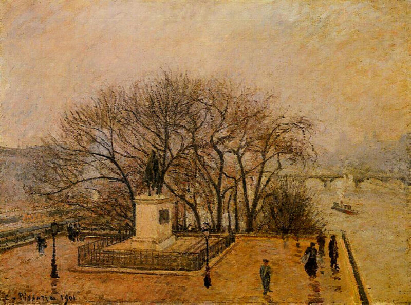 The Pont Neuf, Statue of Henri IV, Mist (1901) - Camille Pissarro Tablo