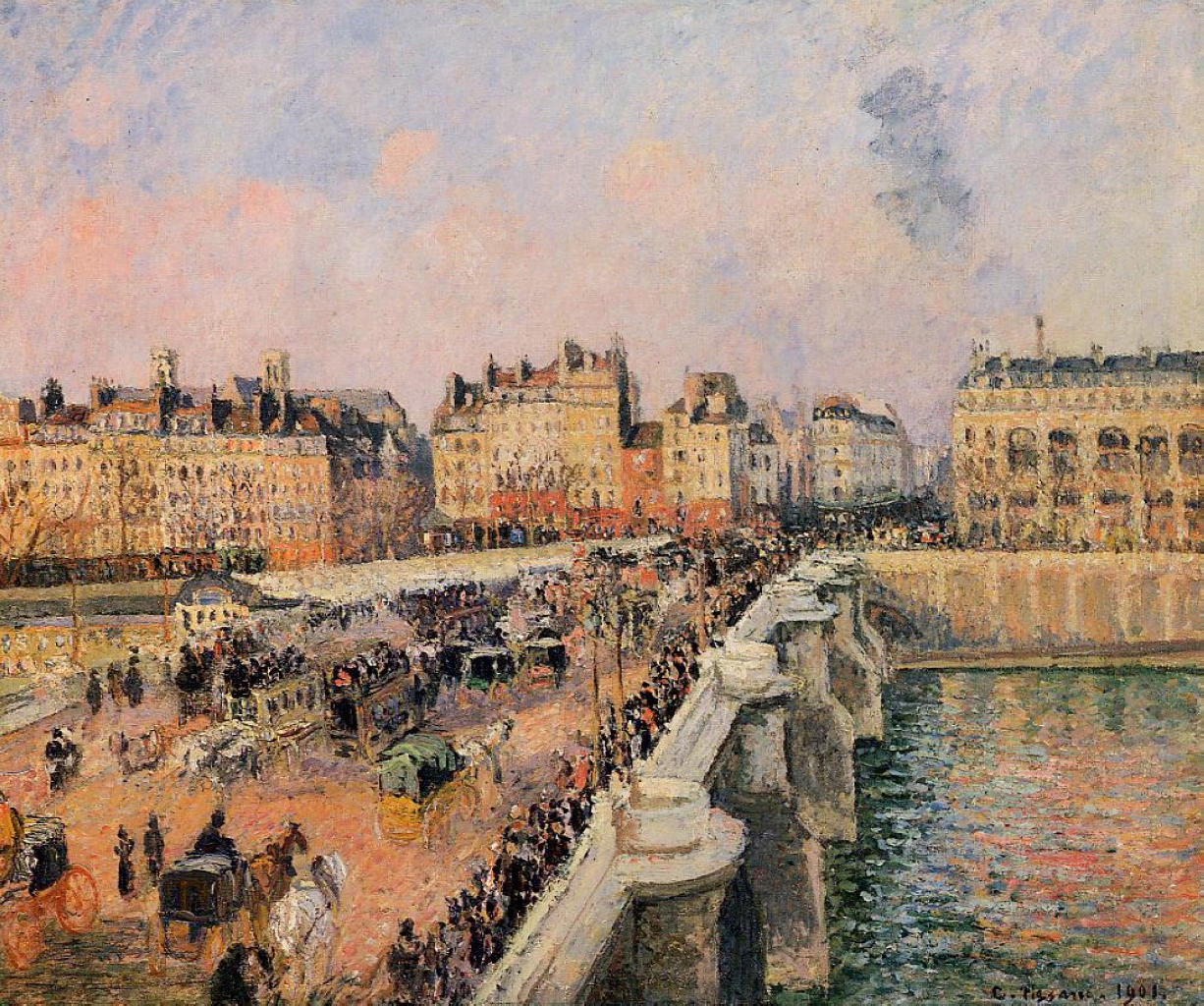 The Pont Neuf, Afternoon (1901) - Camille Pissarro Tablo