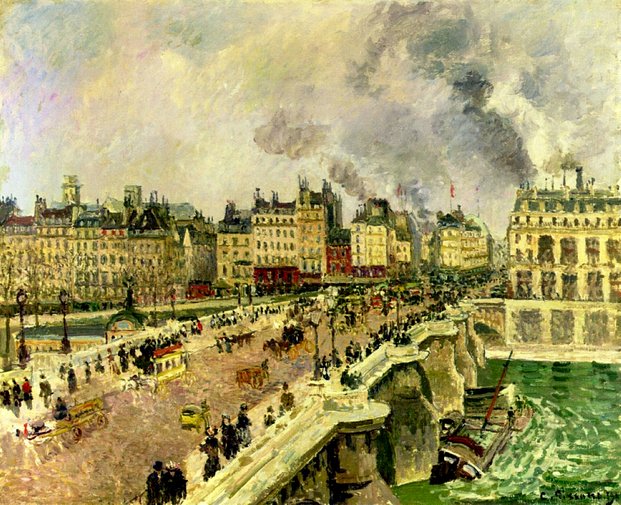 The Pont Neuf, Shipwreck of the Bonne Mere (1901) - Camille Pissarro Tablo