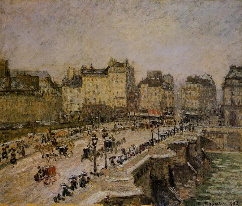 The Pont Neuf, Snow (1902) - Camille Pissarro Tablo