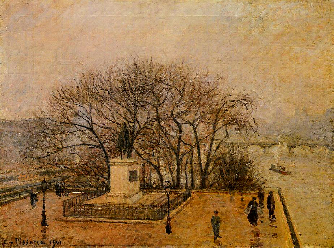 The Pont Neuf, Statue of Henri IV, Mist (1901) - Camille Pissarro Tablo