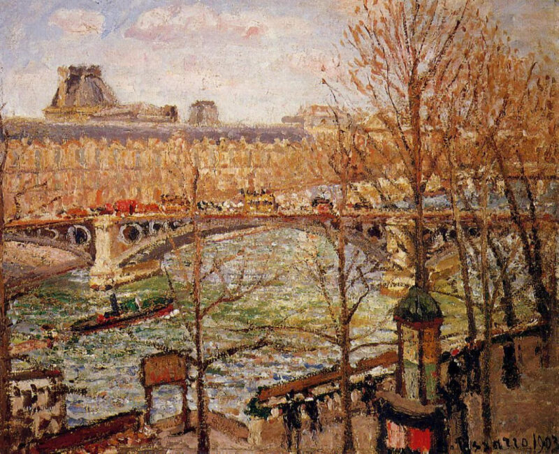 The Pont du Carrousel, Afternoon (1903) - Camille Pissarro Tablo