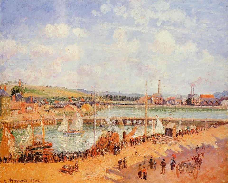 The Port of Dieppe, the Dunquesne and Berrigny Basins High Tide, Sunny Afternoon (1902) - Camille Pissarro Tablo
