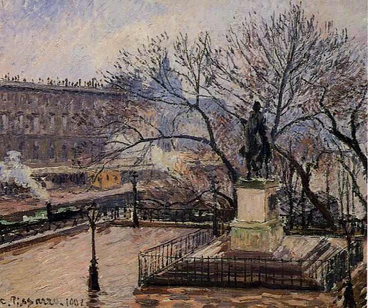 The Raised Tarrace of the Pont Neuf and Statue of Henri IV (1901) – Camille Pissarro Tablo