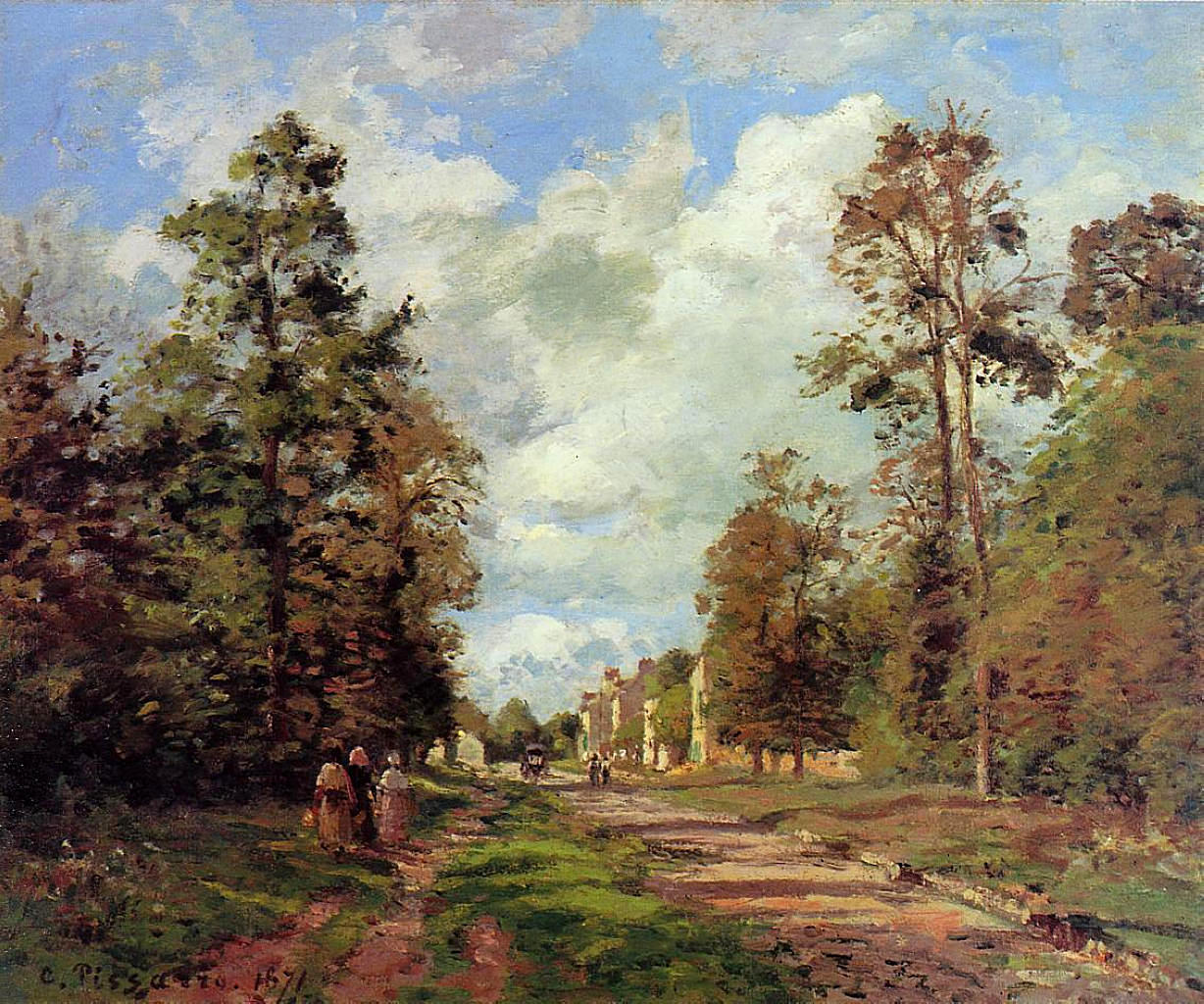 The Road to Louveciennes at the Outskirts of the Forest (1871) - Camille Pissarro Tablo