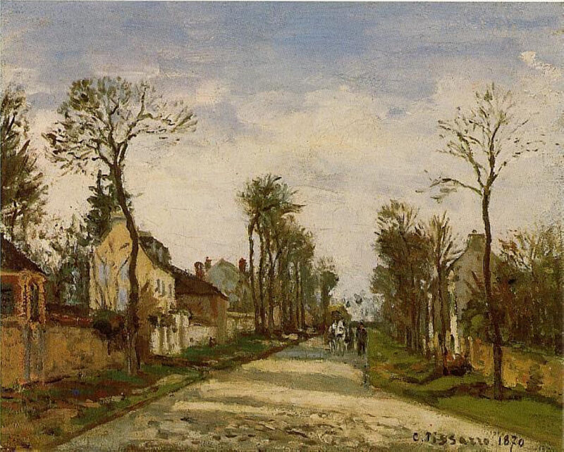 The Road to Versailles at Louveciennes (1870) - Camille Pissarro Tablo