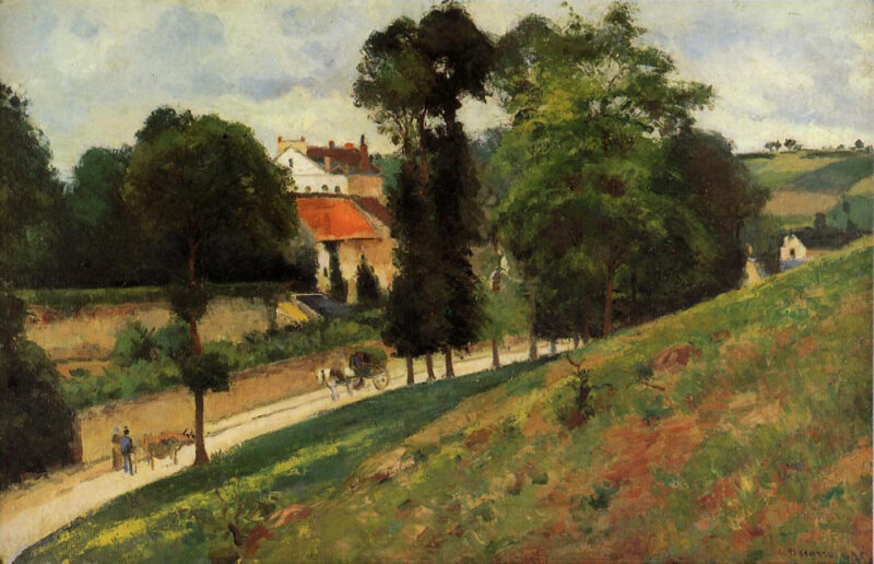 The Saint Antoine Road at l'Hermitage, Pontoise (1875) - Camille Pissarro Tablo