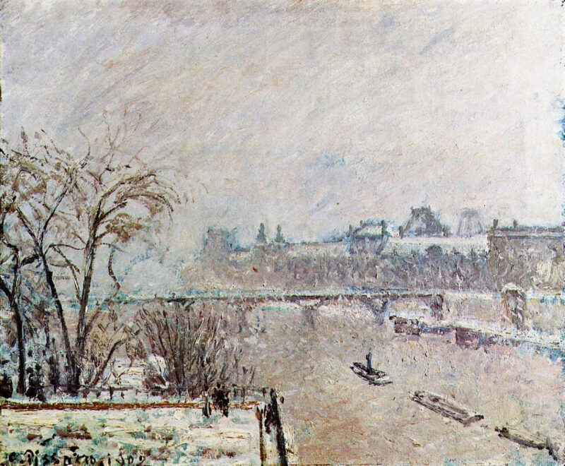 The Seine Viewed from the Pont Neuf, Winter (1902) - Camille Pissarro Tablo